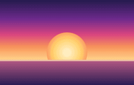 海に沈む夕日のイラスト